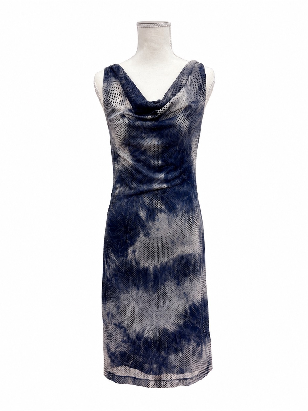 Liz Minelli Blue Gray Cowl Neck Midi Dress Size M